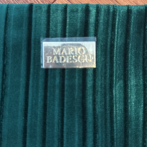 NWT Mario Badescu makeup bag green velvet texture stripe - Picture 4 of 9